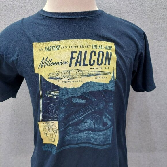 Star Wars T Shirt Adult Medium Millennium Falcon ThinkGeek Blue - Picture 2 of 5